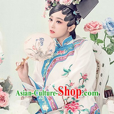 Top Qing Dynasty Princess Cheongsam Silk Qipao Hanfu Dress Hanbok Kimono Cosplay Costume Traditional Dresses and Hat Complete Set