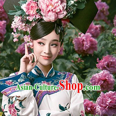 Qing Dynasty Chinese Princess Hair Hat Hair Accessories Headpiece Headdress Phoenix Crown Hair Decoration