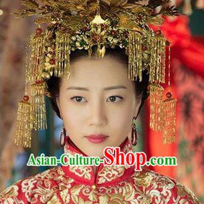 Princess Hanfu Hair Accessories Headpiece Headdress Phoenix Crown Hair Decoration Head Hairpin Accessories Comb Wedding Headwear Hair Accessorie Head Dress