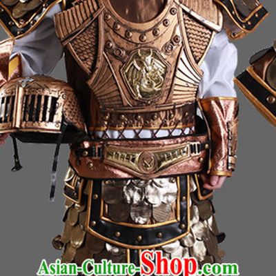 Ancient Chinese Children General Costume Armor Costumes and Hat Complete Set