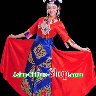 Happy Festival Chinese Minority Dress Tibetan Uniform Traditional Stage National Costume Sale