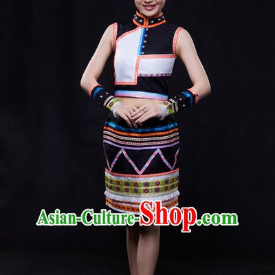 Happy Festival Chinese Minority Dress Uniform Traditional Stage Ethnic National Costume Sale Complete Set