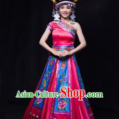 Happy Festival Chinese Minority Miao Dress Uniform Traditional Stage Ethnic National Costume Sale Complete Set