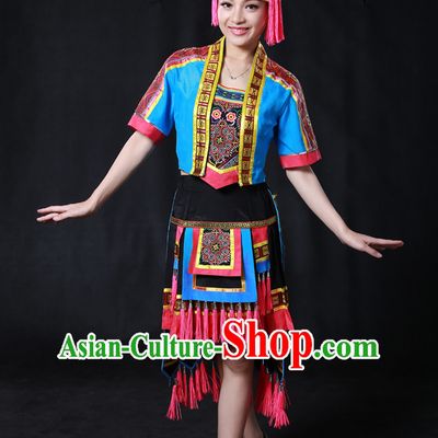Happy Festival Chinese Minority Dress Uniform Traditional Stage Ethnic National Costume Sale Complete Set