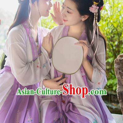 Chinese Traditional Hanfu Dress Ancient Chinese Lady Costumes and Headpieces Complete Set for Women Girl