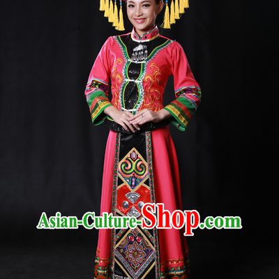 Happy Festival Chinese Minority Dress Uniform Traditional Stage Ethnic National Costume Sale Complete Set