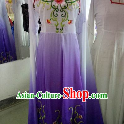 Chinese Classical Yue Opera Long Sleeves Dance Costumes Huang Mei Opera Costume Complete Set for Women Girls Children Adults