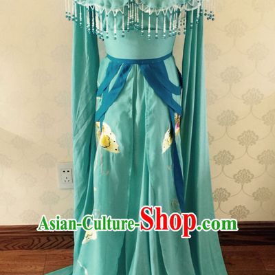 Chinese Classical Yue Opera Long Sleeves Dance Costumes Huang Mei Opera Costume Complete Set for Women Girls Children Adults