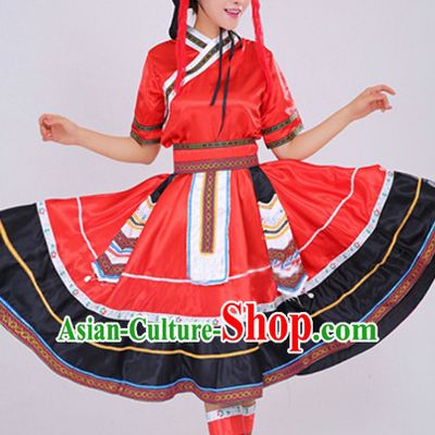 Traditional Chinese Fan Dancing Costume Chinese Dance Costumes Complete Set for Women