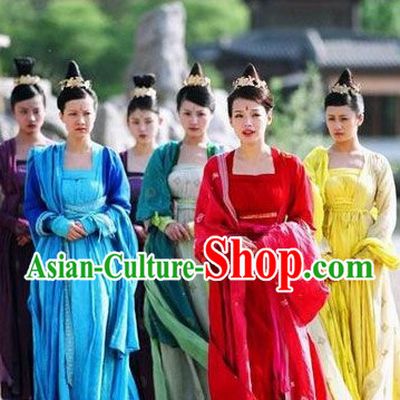 Traditional Chinese Stage Dancing Costume Chinese Classical Dance Costumes and Headpieces Complete Set for Women