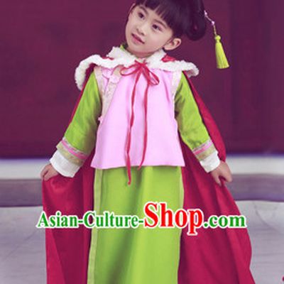 Traditional Chinese Stage Dancing Costume Chinese Classical Dance Costumes and Headpieces Complete Set for Kids