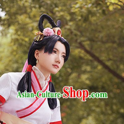 Chinese Ancient Lady Cosplay Handmade Wig and Hair Accessories Set