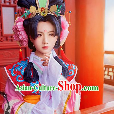 Chinese Ancient Lady Princess Handmade Wig and Hair Accessories Set