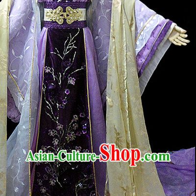 Purple Ancient China Princess Garment Traditional Imperial Queen Costumes High Quality Chinese Empress National Costumes and Accessories Complete Set for Women