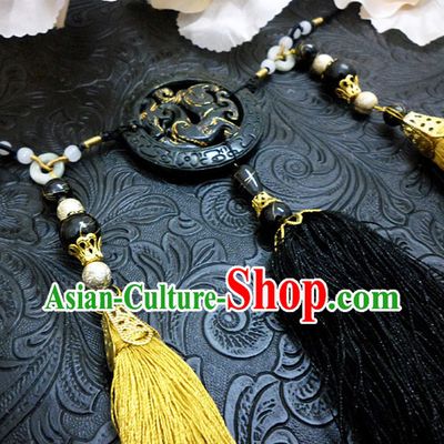 Chinese Ancient Style Black Jade Belt Decorations Jewelry