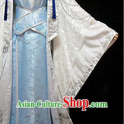 Blue Ancient China Style Poet Hanfu Costumes High Quality Chinese National Costumes Complete Set for Men