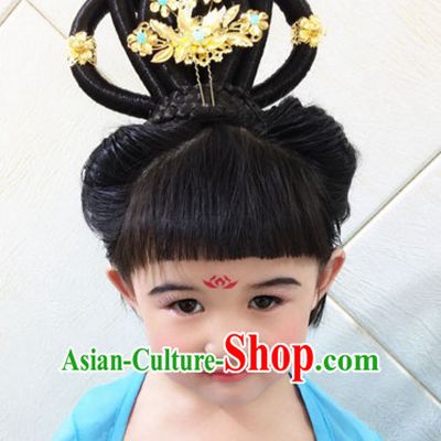 Ancient Chinese Black Wig for Kids