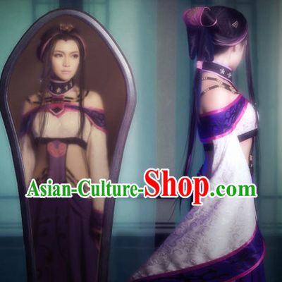 Ancient Chinese Sexy Hanfu National Costumes and Headpieces Complete Set for Women