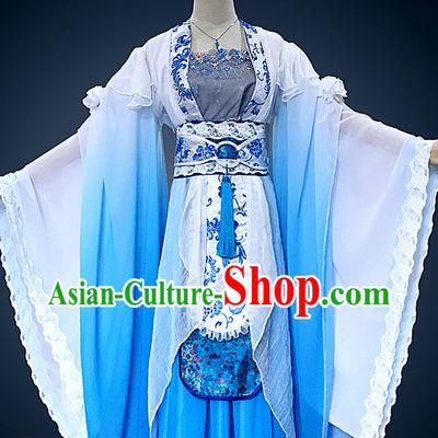 Ancient Chinese Princess Hanfu National Costumes and Headpieces Complete Set for Women