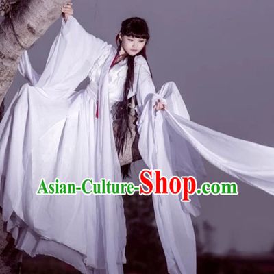 Ancient Chinese Fairy Beauty Hanfu National Costumes and Headpieces Complete Set for Women