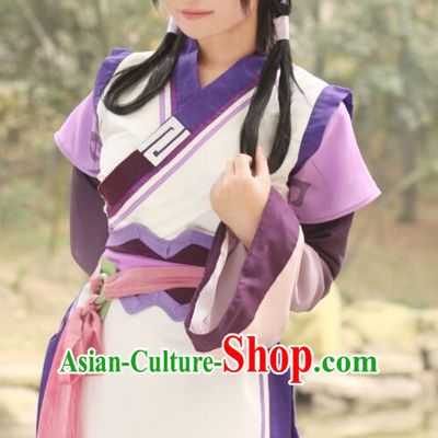 Ancient Chinese Knight Cos Hanfu National Costumes and Headpieces Complete Set for Women