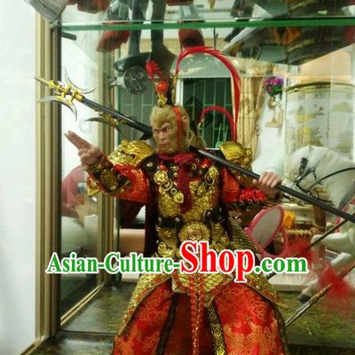 Ancient Chinese Sun Wukong Costume National Costumes and Headpieces Complete Set for Men