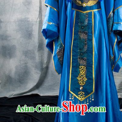 Chinese Classical Imperial Emperor Royal Hanfu Han Fu Clothes and Hairpieces Complete Set for Men