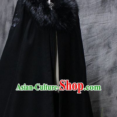 Black Chinese Classical Emperor Imperial Robe Cosplay Clothes Hanfu Han Fu Mantle Cape for Men