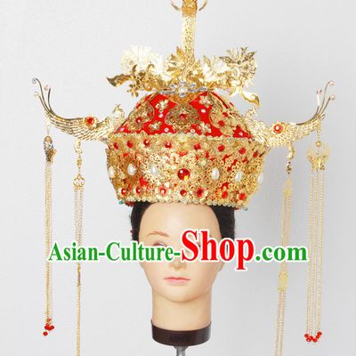 Stunning Beautiful Handmade Chinese Ancient Imperial Empress Wedding Phoenix Hat