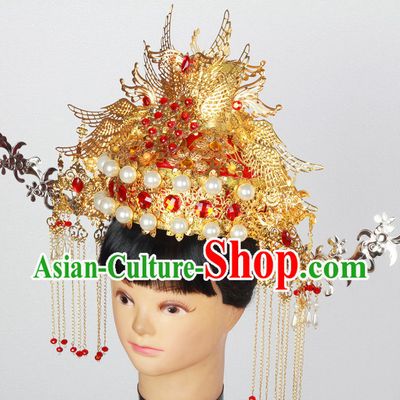 Supreme Handmade Chinese Ancient Imperial Palace Empress Wedding Phoenix Hat