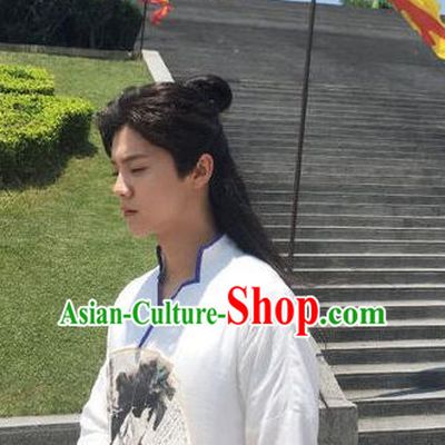 Ancient Chinese Warrior Knight Long Black Wigs for Men