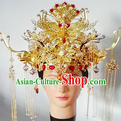 Handmade Chinese Empress Queen Imperial Wedding Bridal Phoenix Hat for Brides