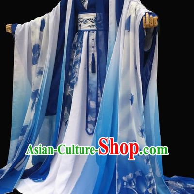 Blue Chinese Classical Fairy Costumes Complete Set