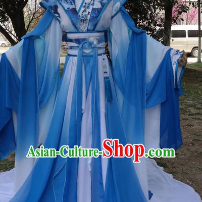 Blue Chinese Classical Princess Costumes Complete Set