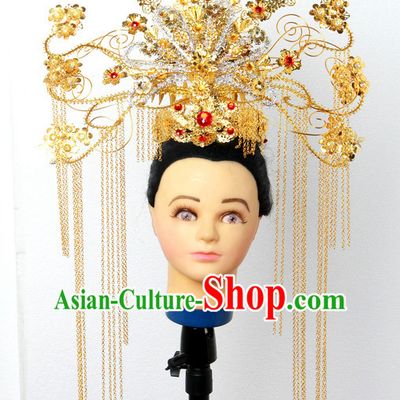 Handmade Chinese Fairy Stage Performance Black Wigs Hair Decorations Headpieces for Women