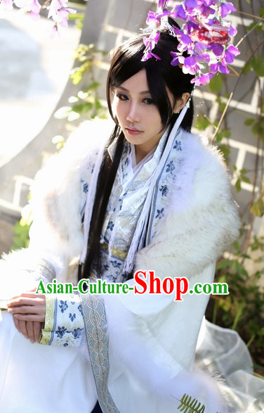 Top Chinese Ancient Costumes Theater and Reenactment Costumes and Headgear Complete Set for Women