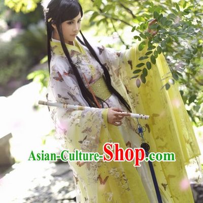 Top Chinese Ancient Princess Butterfly Costumes Theater and Reenactment Costumes and Headgear Complete Set for Women
