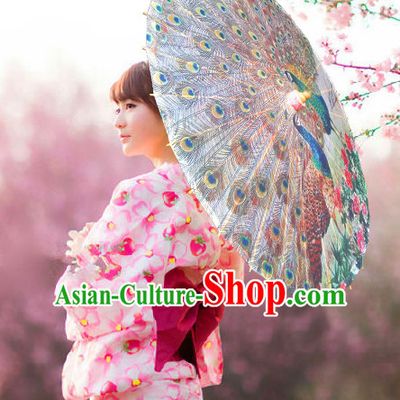 Asian Dance Umbrella China Handmade Classical Peacock Umbrellas Stage Performance Umbrella Dance Props