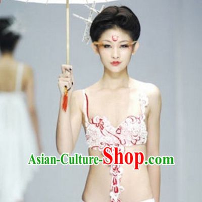 Asian Dance Umbrella China Handmade White Umbrellas Stage Performance Umbrella Dance Props