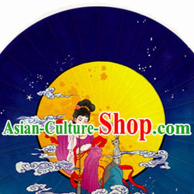 Traditional Rainproof Handmade Chinese Moon Festival Changer Oil Paper Umbrellas China Dance Umbrella Stage Performance Umbrella Dancing Props