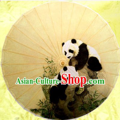 Asian Dance Umbrella China Handmade Traditional Panda Umbrellas Stage Performance Umbrella Dance Props