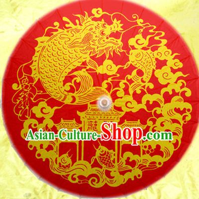 Traditional Rainproof Handmade Chinese Classic Oil Paper Dragon Bridal Umbrellas China Dance Umbrella Stage Performance Umbrella Dancing Props