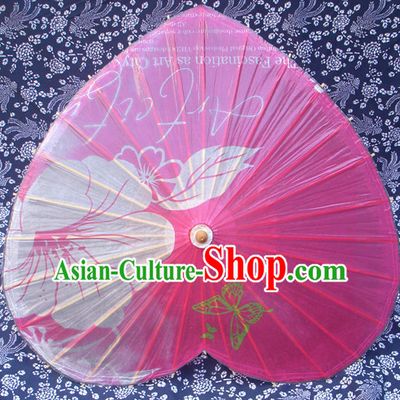 Heart Shape Traditional Rainproof Handmade Chinese Classic Oil Paper Umbrellas China Dance Umbrella Stage Performance Umbrella Dancing Props