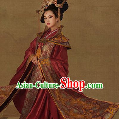 Traditional Chinese Women Empress Clothing Imperial Princess Wedding Dresses National Costume and Hair Ornaments Complete Set