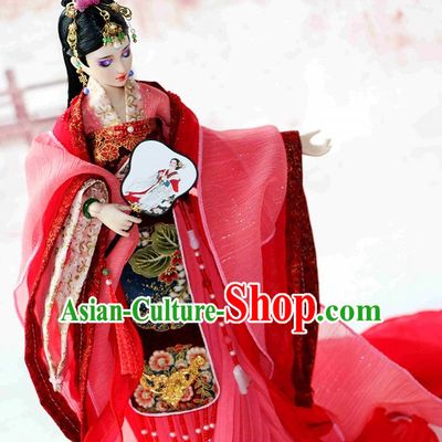 Traditional Chinese Women Empress Clothing Dresses National Costume and Hair Ornaments Complete Set