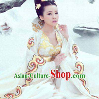 Traditional Chinese Women Empress Clothing Dresses National Costume and Hair Ornaments Complete Set