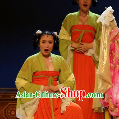 China Ancient Tang Dynasty Palace Maid Opera Costume Drama Stage Costumes Complete Set