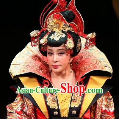 China Ancient Tang Dynasty Palace Black Wigs Headdress Hair Jewelry Set