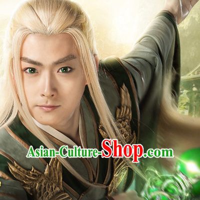 China Ancient White Long Wigs for Knights