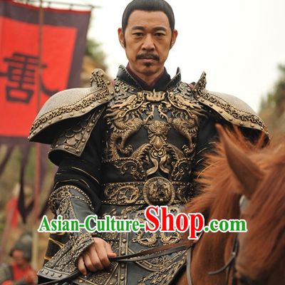 Chinese Ancient Tang Dynasty Emperor Body Armor Costumes Garment Complete Set for Men